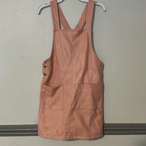 Pink leather jumper dress